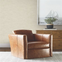 Saratoga Beige Faux Linen Wallpaper