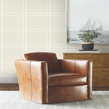 Country Club Plaid Dove Faux Linen Wallpaper