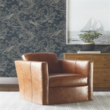 Regal Ridge Dark Blue Trailing Tree Wallpaper