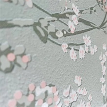 Blossom Branches Grey Green Wallpaper