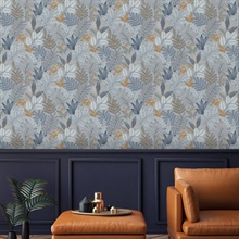 Allure Foliage Blue Wallpaper