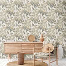 Beech Leaves Cream Wallpaper