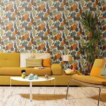 Botanica Clayworks Beige and Orange Wallpaper
