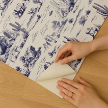Area 51 Novelty Toile Navy Blue Peel and Stick Wallpaper