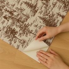Bigfoot Novelty Toile Brown Peel and Stick Wallpaper