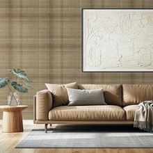 Oasis Fawn Linen Plaid Wallpaper