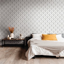 GM7552 | Black & White Diamond Shadow Geometric Wallpaper