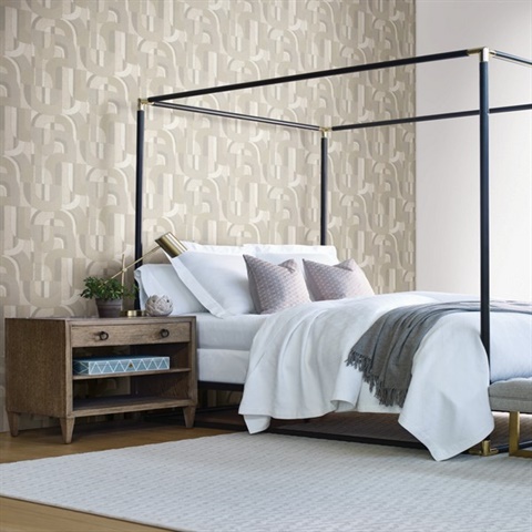 HC7596 Wallpaper | Neutral Abstract Shaped Sculpture Garden