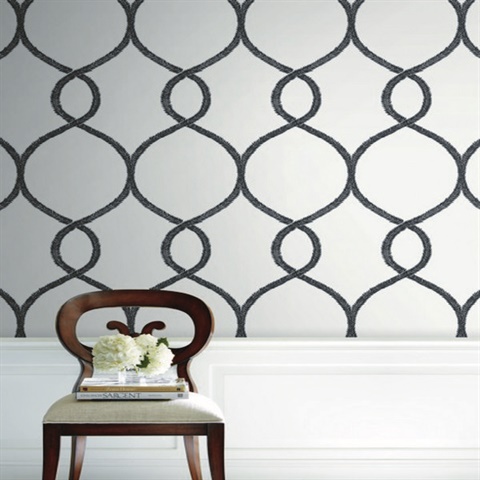 KT2231 Green Laurel Leaf Ogee Wallpaper