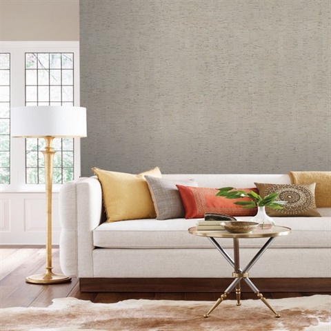LC7147 Wallpaper | Silver Plain Bamboo Textured Cork Wallpaper
