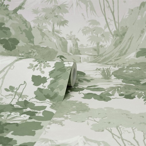 M1679 | Eden Sage Crane Lagoon Bird Wallpaper