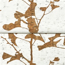 Ginkgo Silhouette Light Brown Cork Wallpaper