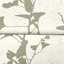 Ginkgo Silhouette Sage Cork Wallpaper