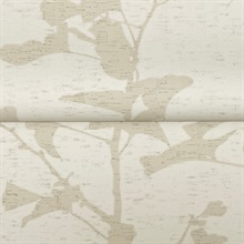 Ginkgo Silhouette Neutral Cork Wallpaper
