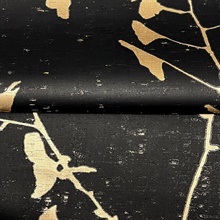 Ginkgo Silhouette Black & Gold Cork Wallpaper