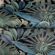 Enchanted Garden Navy Tropical Wallpaper