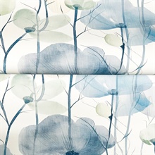 Cotswolds Poppies Blue Floral Wallpaper