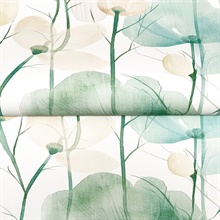 Cotswolds Poppies Aqua Floral Wallpaper