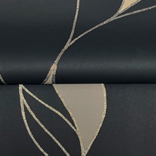 Society Hill Black Abstract Leaf Wallpaper