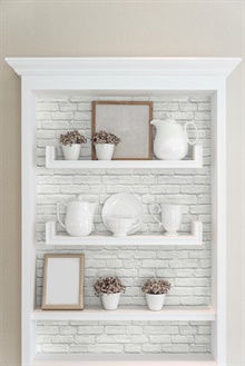 Brick Vintage White Brick Off-White Peel and Stick Wallpaper, AX10800