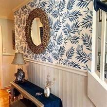 Blue, Light Blue & White Plums and Leaves Wallpaper