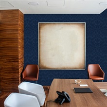 Midnight Blue Feathered Damask Type II, 20 Oz Commercial Wallpaper