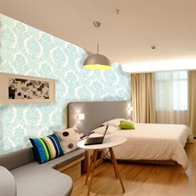 Turquoise Pastel Princess Damask Type II, 20 Oz Commercial Wallpaper