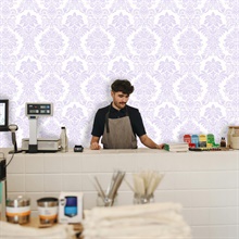Purple Pastel Princess Damask Type II, 20 Oz Commercial Wallpaper