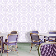 Purple Pastel Princess Damask Type II, 20 Oz Commercial Wallpaper