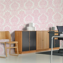 Pink Pastel Princess Damask Type II, 20 Oz Commercial Wallpaper
