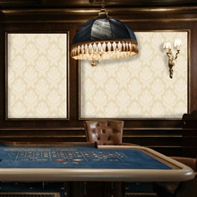 Beige Large Scale Classic Damask  Type II, 20 Oz Commercial Wallpaper