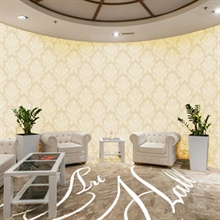 Beige Large Scale Classic Damask  Type II, 20 Oz Commercial Wallpaper