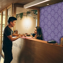 Purple Large Scale Classic Damask  Type II, 20 Oz Commercial Wallpaper
