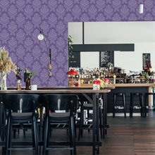 Purple Large Scale Classic Damask  Type II, 20 Oz Commercial Wallpaper