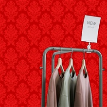 Red Large Scale Classic Damask  Type II, 20 Oz Commercial Wallpaper