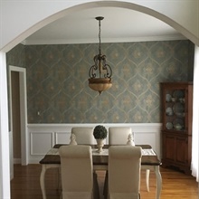 CI38255 Blue &amp; Gold Damask Wallpaper