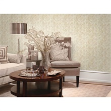 Taupe Stencil Damask Wallpaper, FFR66355
