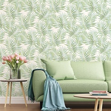 Turquoise Fern Leaf Wallpaper, G67943