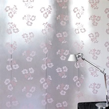 Hibiscus pink/silver Wallpaper