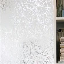 Leaf silver/white Wallpaper