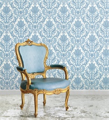 Jacobean Blue & Pearl White Paisley Wallpaper , MD29431