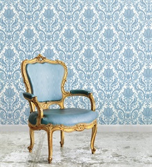 Jacobean Blue & Pearl White Paisley Wallpaper , MD29431