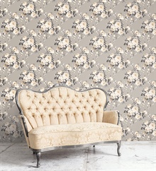 Grey & Beige Grand Floral Wallpaper , MH36505