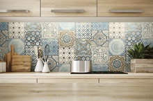 Tile Morocaan Tile Blue & Copper Peel and Stick Wallpaper, NW30002