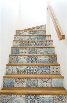 Tile Morocaan Tile Blue & Copper Peel and Stick Wallpaper, NW30002