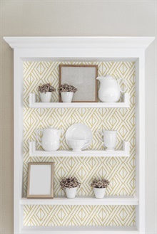Geometric Gold Diamond Geometric Metallic Gold Peel and Stick Wallpaper, NW30105