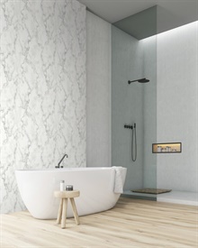 Marbled Faux Marble Grey & Metallic Silver Peel and Stick Wallpaper, NW30400