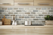 Gray Washed Brick Peel and Stick Wallpaper, NW30510