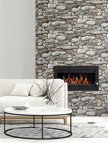 Stone Stone Wall Brown & Grey Peel and Stick Wallpaper, NW30900