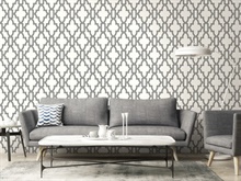 Black and White Tile Trellis Peel and Stick Wallpaper, NW31600